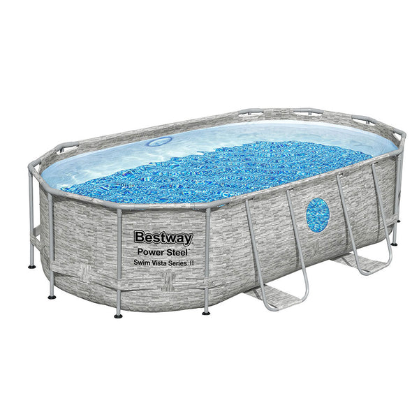 Bestway Swimming Pool 427X250x100cm Steel Frame Filter Pump Ladder 7250L Above Ground Pools