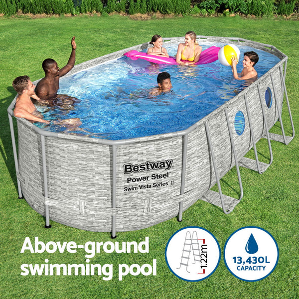 Bestway Swimming Pool 549X274x122cm Steel Frame Filter Pump Ladder 13430L Above Ground Pools