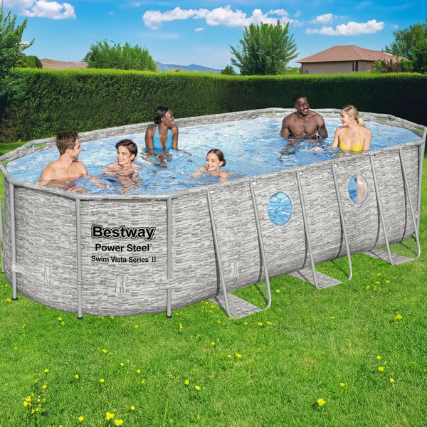 Bestway Swimming Pool 549X274x122cm Steel Frame Filter Pump Ladder 13430L Above Ground Pools