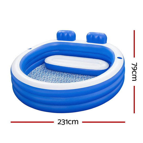 Bestway Kids Inflatable Pool Bench Seat Cup Holder 231X219cm Above Ground Pools