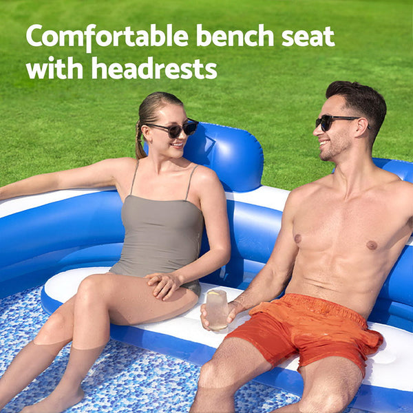 Bestway Kids Inflatable Pool Bench Seat Cup Holder 231X219cm Above Ground Pools