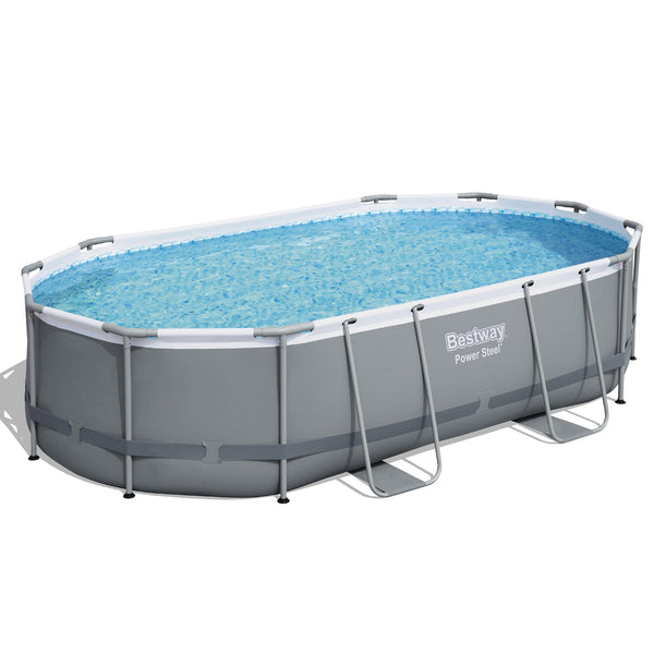 Bestway 488X305x107cm Swimming Pool Steel Frame Set W/ Pump Filter Ladder Cover Above Ground Pools