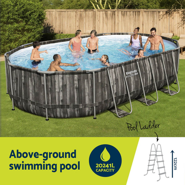 Bestway Swimming Pool Steel Frame Set 6.1X3.66M W/ Filter Pump Ladder Cover Above Ground Pools