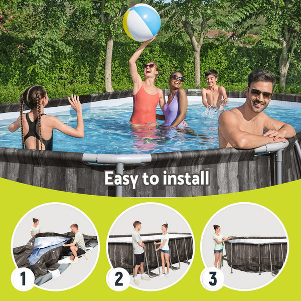 Bestway Swimming Pool Steel Frame Set 6.1X3.66M W/ Filter Pump Ladder Cover Above Ground Pools