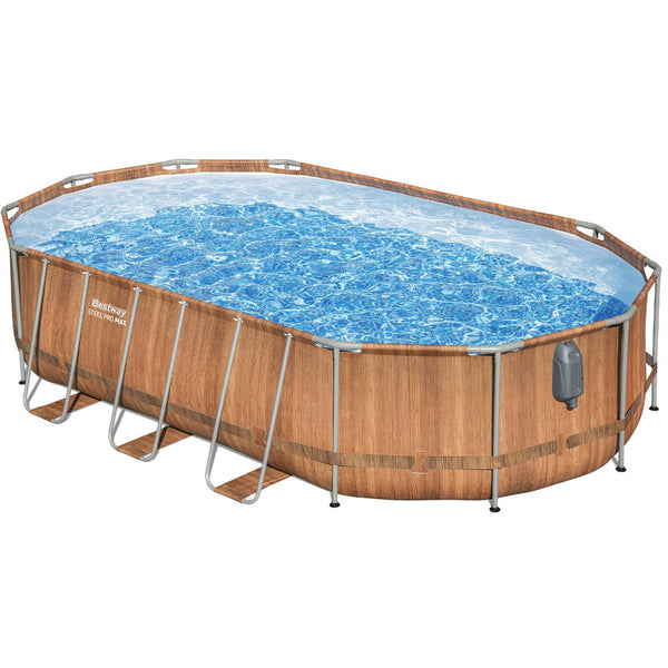 Bestway Swimming Pool Steel Frame Luxury & Spa Massage Set 6.1X3.66X1.22M Above Ground Pools