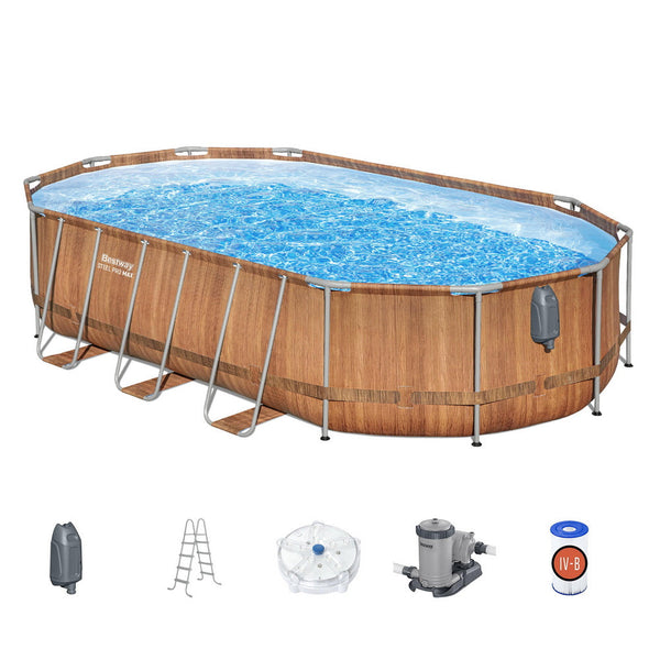 Bestway Swimming Pool Steel Frame Luxury & Spa Massage Set 6.1X3.66X1.22M Above Ground Pools