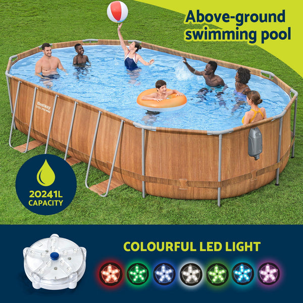 Bestway Swimming Pool Steel Frame Luxury & Spa Massage Set 6.1X3.66X1.22M Above Ground Pools