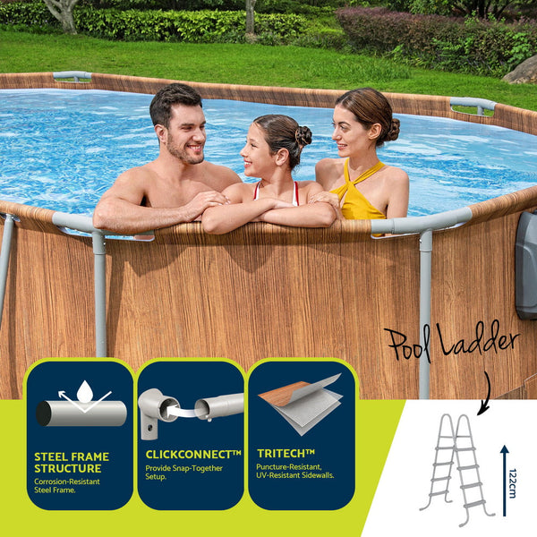 Bestway Swimming Pool Steel Frame Luxury & Spa Massage Set 6.1X3.66X1.22M Above Ground Pools