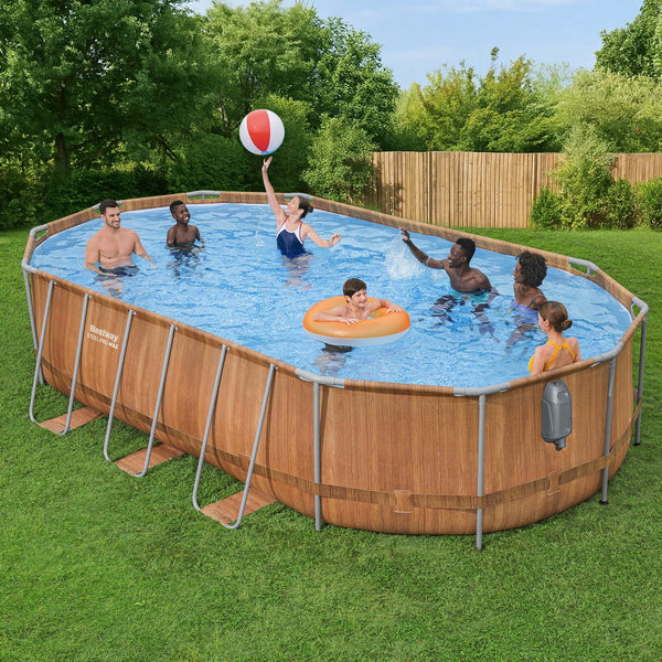 Bestway Swimming Pool Steel Frame Luxury & Spa Massage Set 6.1X3.66X1.22M Above Ground Pools