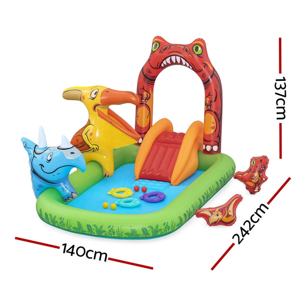Bestway Kids Inflatable Play Splash Pool With Slide Ball Tossing Toys 242X140cm Inflatable & Kid Pools