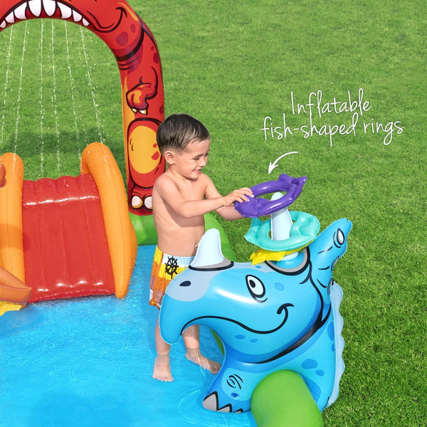 Bestway Kids Inflatable Play Splash Pool With Slide Ball Tossing Toys 242X140cm Inflatable & Kid Pools