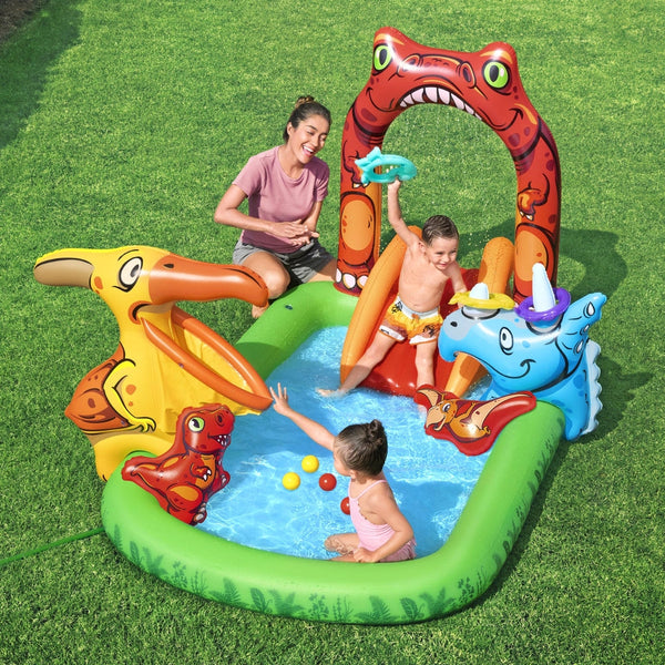 Bestway Kids Inflatable Play Splash Pool With Slide Ball Tossing Toys 242X140cm Inflatable & Kid Pools