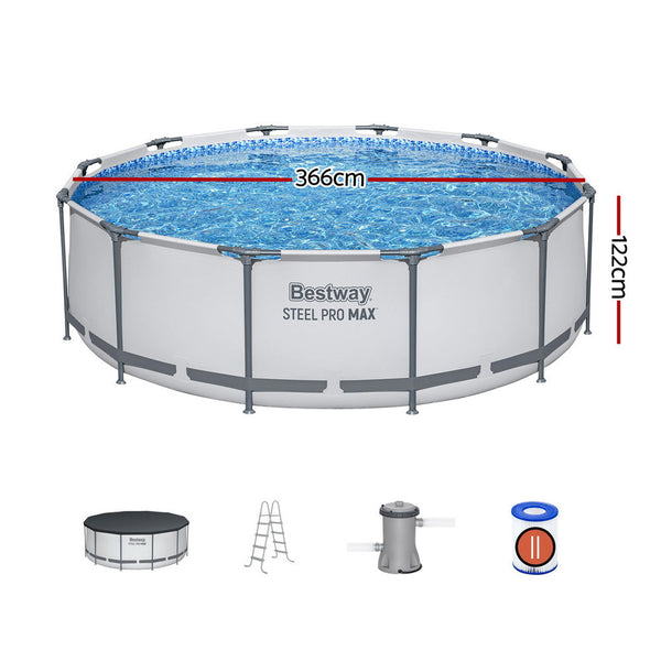 Bestway 366Cm Swimming Pool Round Filter Pump Cover Ladder Above Ground Pools