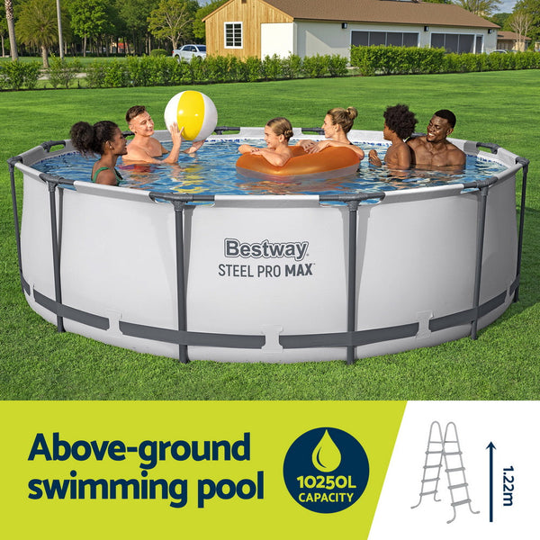 Bestway 366Cm Swimming Pool Round Filter Pump Cover Ladder Above Ground Pools