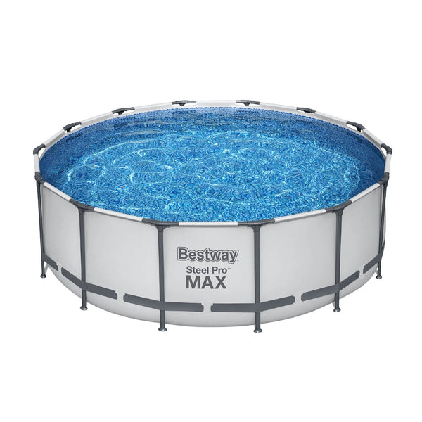 Bestway Swimming Pool 427X427x122cm Steel Frame Round Filter Pump Ladder Above Ground Pools