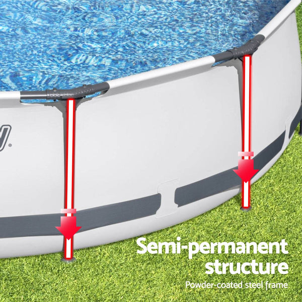 Bestway Swimming Pool 427X427x122cm Steel Frame Round Filter Pump Ladder Above Ground Pools