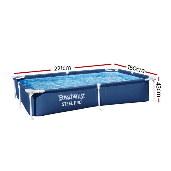 Bestway Swimming Pool 221X150x43cm Steel Frame 1200L Above Ground Pools