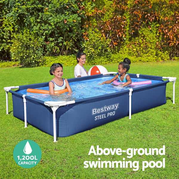 Bestway Swimming Pool 221X150x43cm Steel Frame 1200L Above Ground Pools