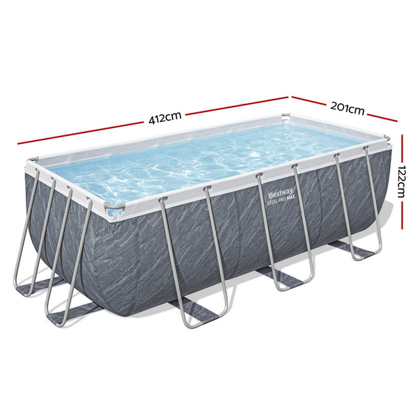 Bestway Swimming Pool 412X201x122cm Steel Frame Set W/Pump Ladder Above Ground Pools