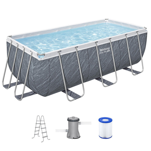 Bestway Swimming Pool 412X201x122cm Steel Frame Set W/Pump Ladder Above Ground Pools