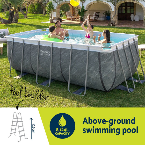 Bestway Swimming Pool 412X201x122cm Steel Frame Set W/Pump Ladder Above Ground Pools