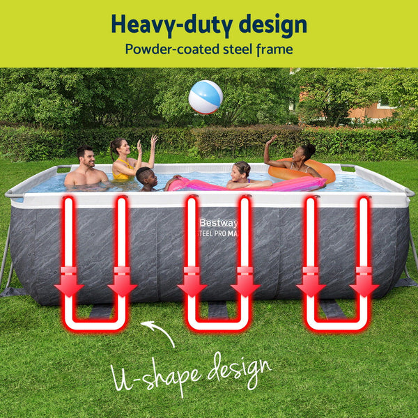 Bestway Swimming Pool 412X201x122cm Steel Frame Set W/Pump Ladder Above Ground Pools