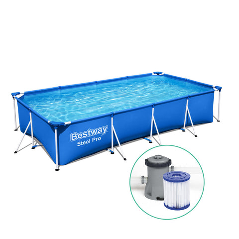 Bestway Swimming Pool 400X211x81cm Steel Frame W/ Filter Pump 5700L Above Ground Pools
