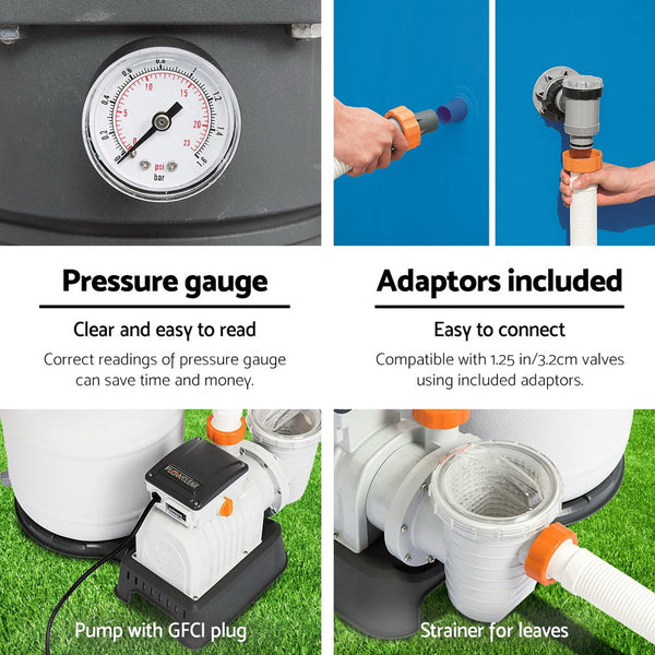 Bestway Pool Pump Sand Filter 2200Gph 8327L/H Pools Flowclear Filters Pool Filters