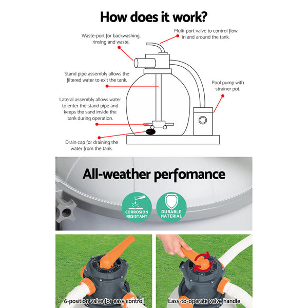 Bestway Pool Pump Sand Filter 3000Gph 11355L/H Pools Flowclear Filters Pool Filters