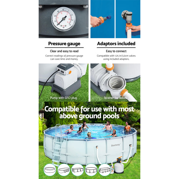 Bestway Pool Pump Sand Filter 3000Gph 11355L/H Pools Flowclear Filters Pool Filters