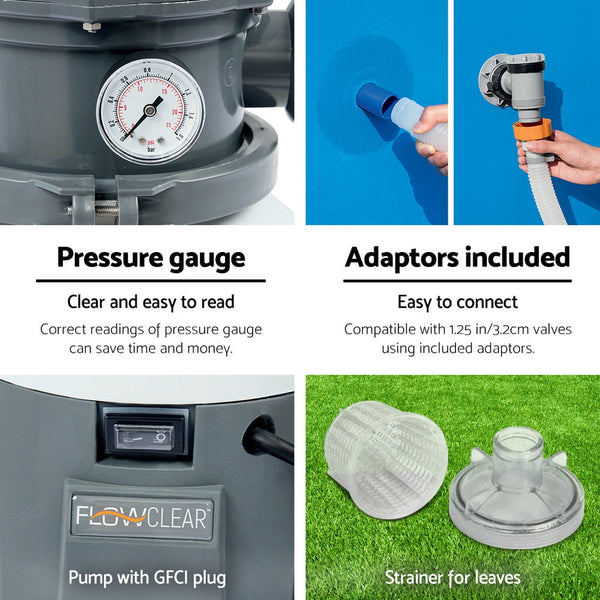 Bestway Pool Pump Sand Filter 800Gph 3028L/H Pools Flowclear Filters Pool Pumps