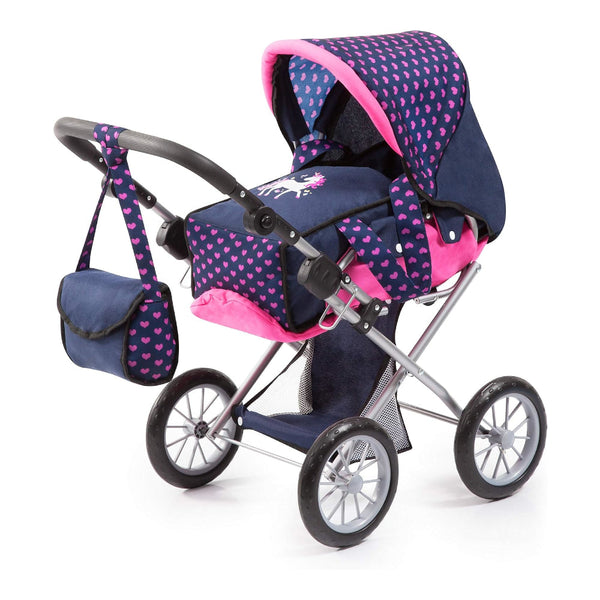 Baby Doll City Star Pram In Polka Dots Blue And Pink Pram Organisers & Nets