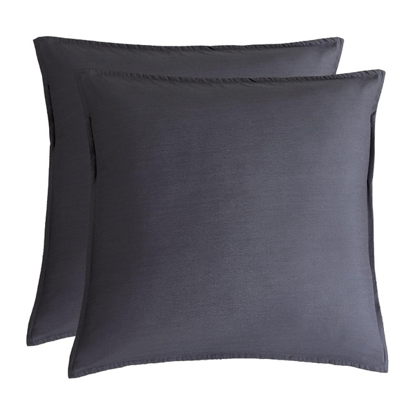Gioia Casa Bamboo Microfibre European Pillowcase X2 (One Pair) Charcoal Pillow Cases