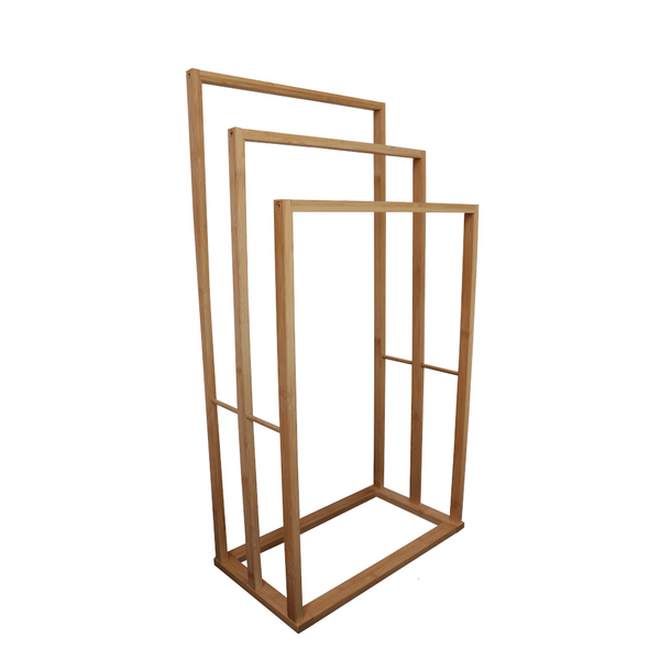 Bamboo Towel Bar Holder Rack 3 Tier Freestanding For Bathroom And Bedroom Towel Racks