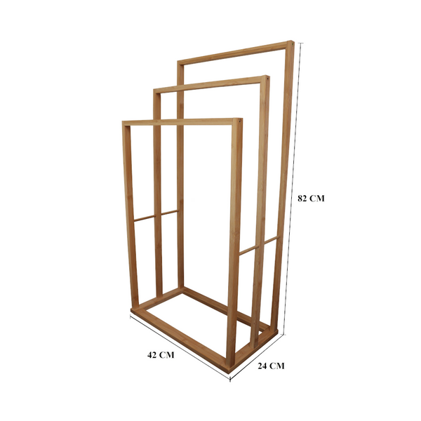 Bamboo Towel Bar Holder Rack 3 Tier Freestanding For Bathroom And Bedroom Towel Racks