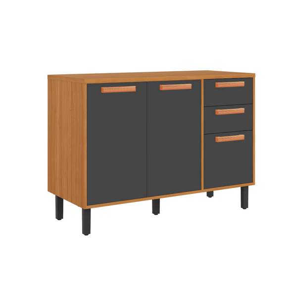 Base Kitchen Wooden Cabinet/Cupboard With 3 Doors + 2 Drawers In Cinnamon Finish Napoles Graphite Flat Pack Diy Cabinets & Cupboards