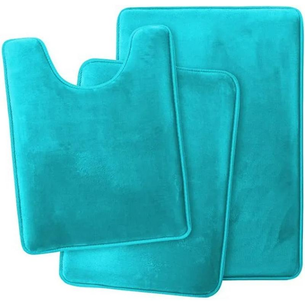 Bath Mat Lake Blue Non Slip Rug Set Bathroom Absorbent Washable Carpet Accessories Bath Mats Rugs & Toilet Covers