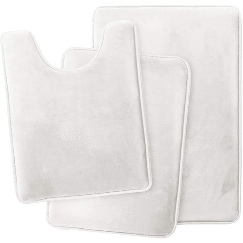 Bath Mat White Non Slip Rug Set Bathroom Absorbent Washable Carpet Accessories Bath Mats Rugs & Toilet Covers