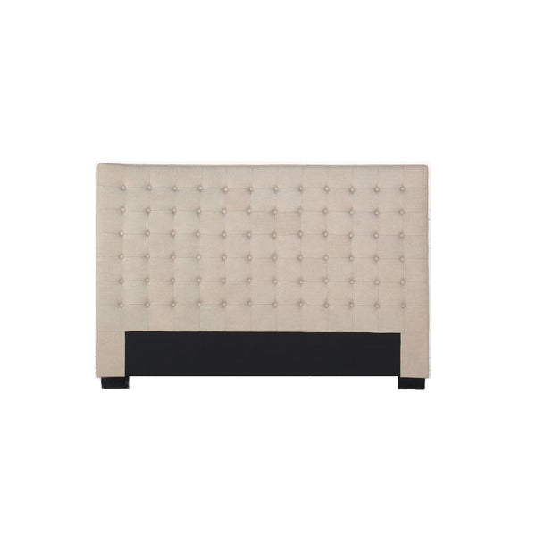 Bed Head King Beige Headboard Upholstery Fabric Tufted Buttons Headboards & Footboards