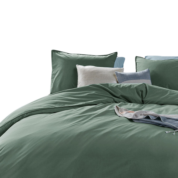 Quilt Covers Bedding House Organic Cotton Basic Green Quilt Cover Set King