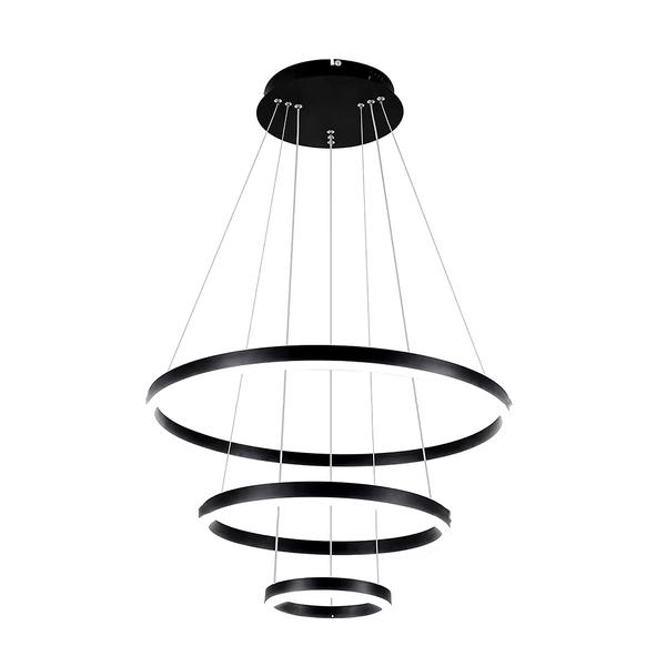 Black 3 Rings Minimalist Led Pendant Light Circular Chandelier Chandeliers & Ceiling Fixtures