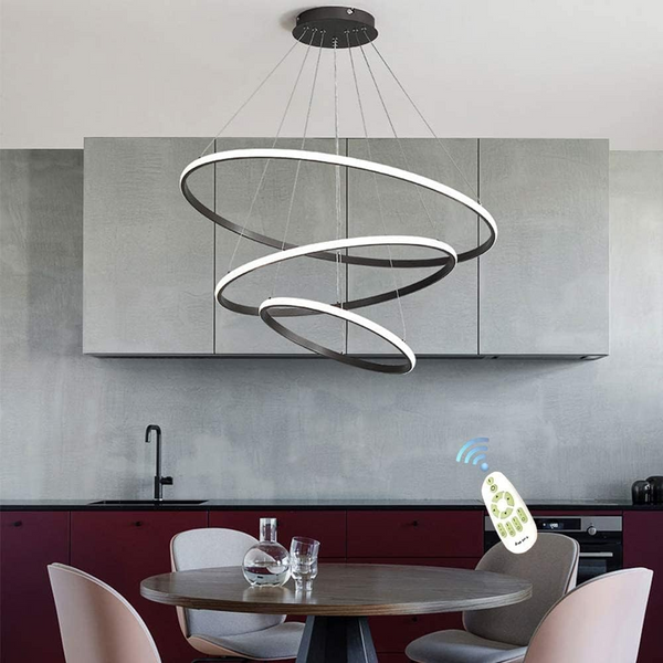 Black 3 Rings Minimalist Led Pendant Light Circular Chandelier Chandeliers & Ceiling Fixtures