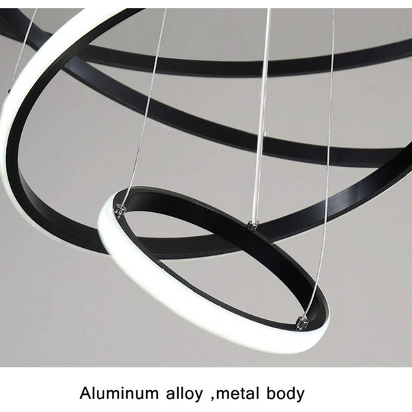 Black 3 Rings Minimalist Led Pendant Light Circular Chandelier Chandeliers & Ceiling Fixtures