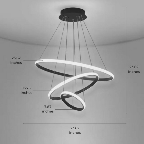 Black 3 Rings Minimalist Led Pendant Light Circular Chandelier Chandeliers & Ceiling Fixtures