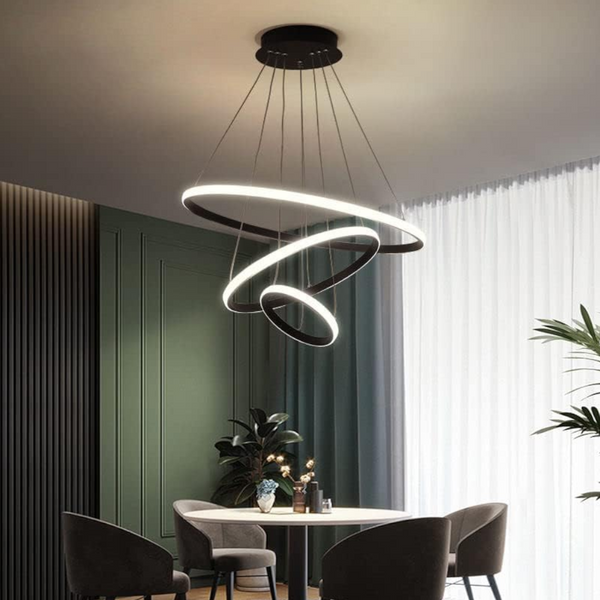 Black 3 Rings Minimalist Led Pendant Light Circular Chandelier Chandeliers & Ceiling Fixtures