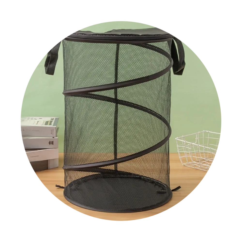 Laundry Basket Dirty Clothes Storage For Dormitory With Double Handle Fine Mesh Foldable Net Bathroom Large Collapsible Laundry Baskets & Hampers
