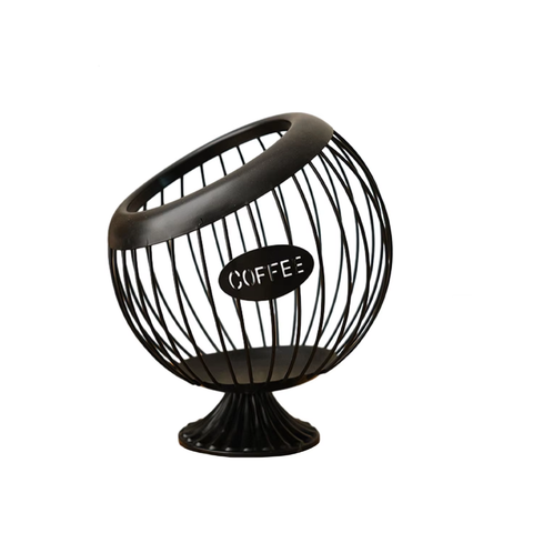 Elosung Black Elegant Metal Coffee Capsule Storage Basket Multifunctional Fruit And Snack Holder For Modern Home Decor Racks & Holders