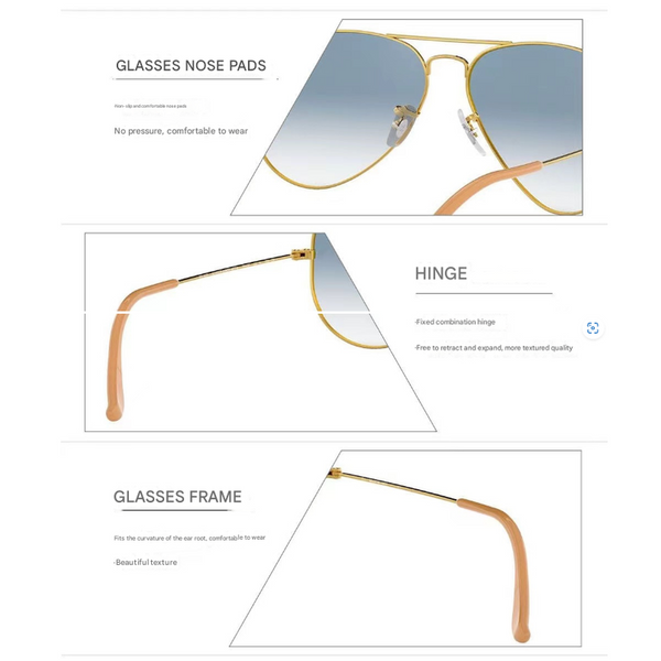 Elosung Black Frame Dark Green Glasses Classic Aviator Uv400 Protection With Metal Sunglasses