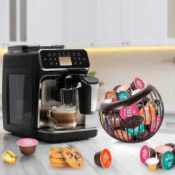 Elosung Black Handcrafted Coffee Capsule Storage Basket Iron Art Design Racks & Holders