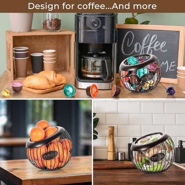 Elosung Black Handcrafted Coffee Capsule Storage Basket Iron Art Design Racks & Holders